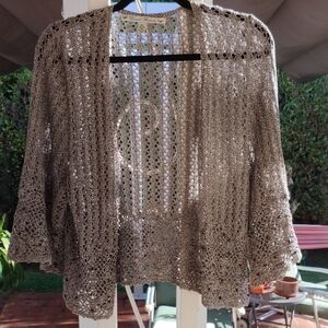 David Brooks Silver Open-Knit Cardigan